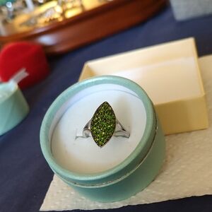 Gorgeous Peridot CZ 925 Silver Ring By Bbj